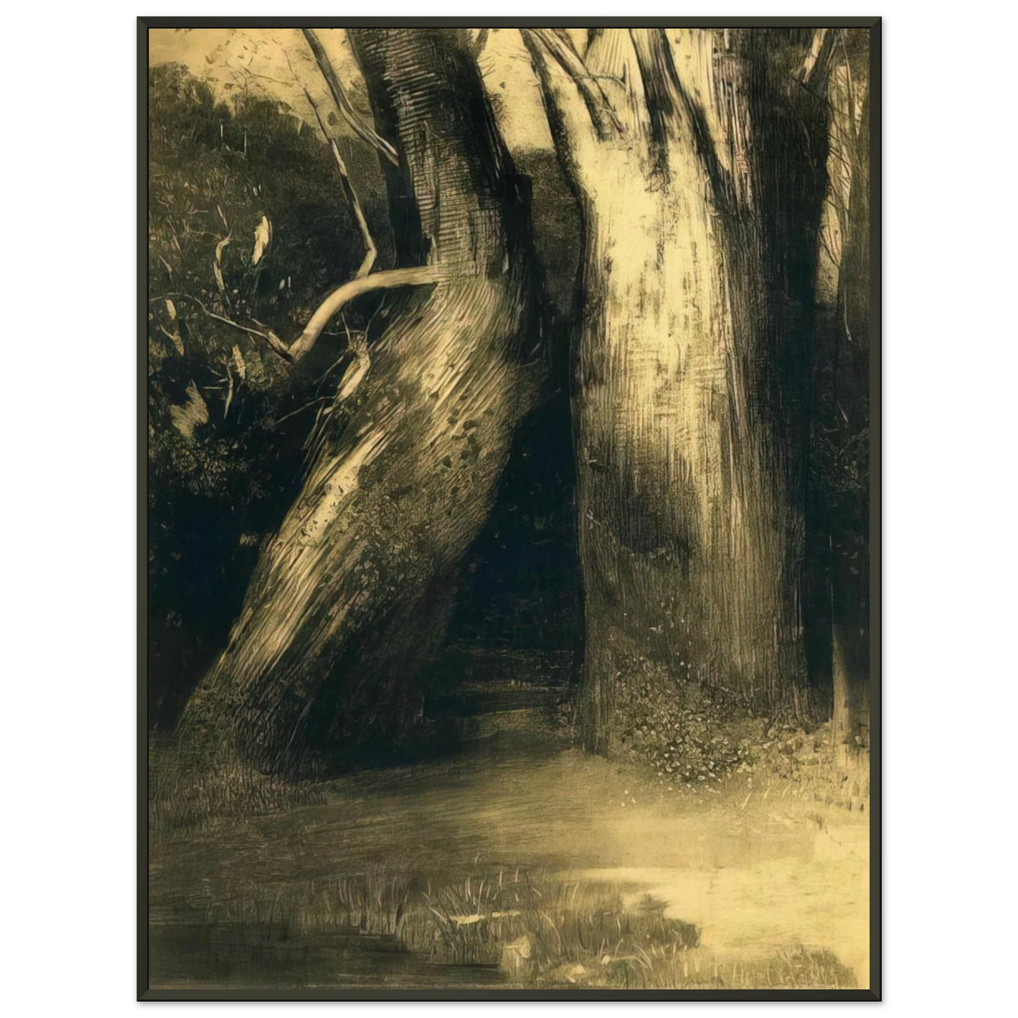 Odilon Redon  TWO TREES 1875 Framed Art Print  - Aluminum Frame - 60x80 cm / 24x32 inches