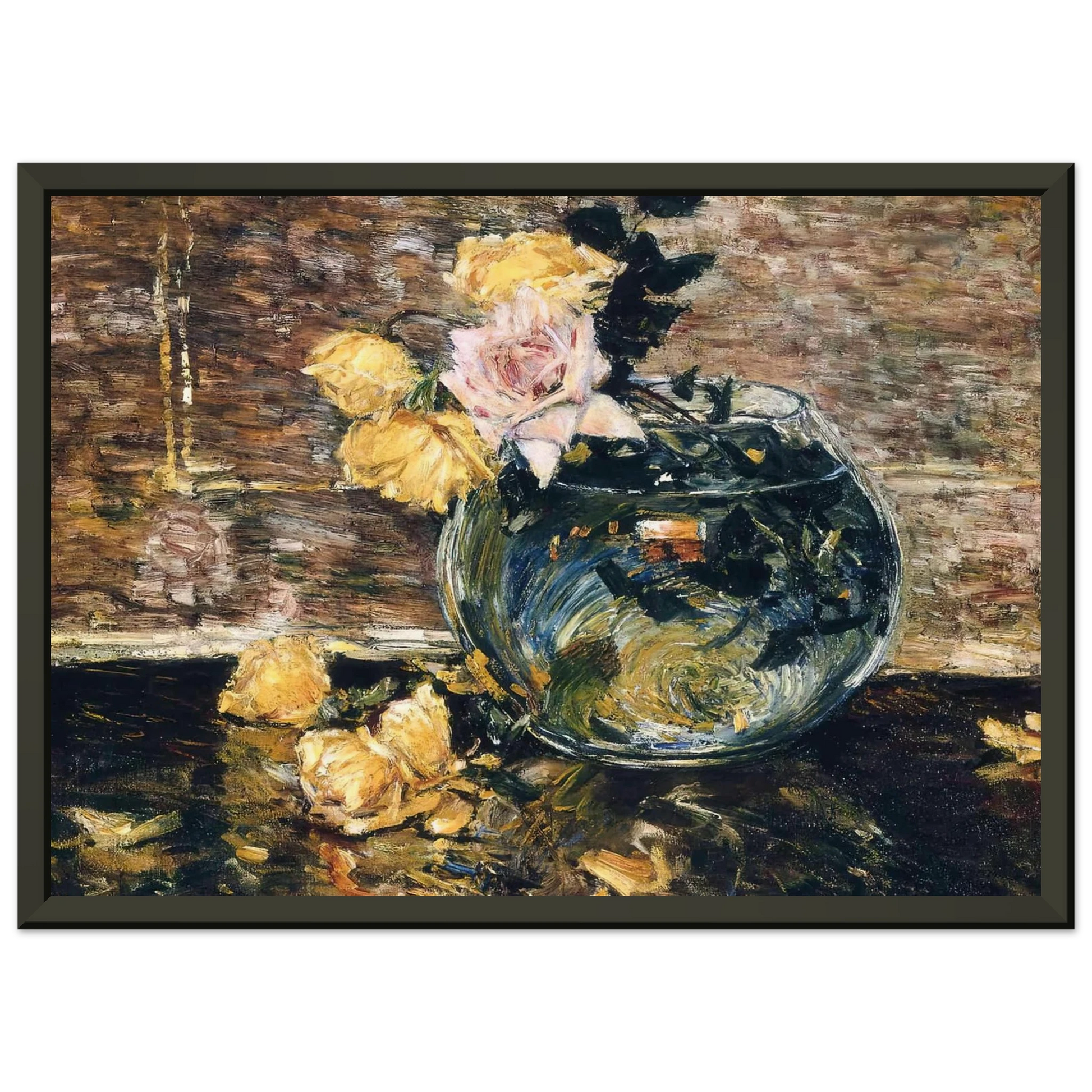 Childe Hassam  Roses in a Vase Framed Art Print  - Aluminum Frame - 70x100 cm / 28x40 inches