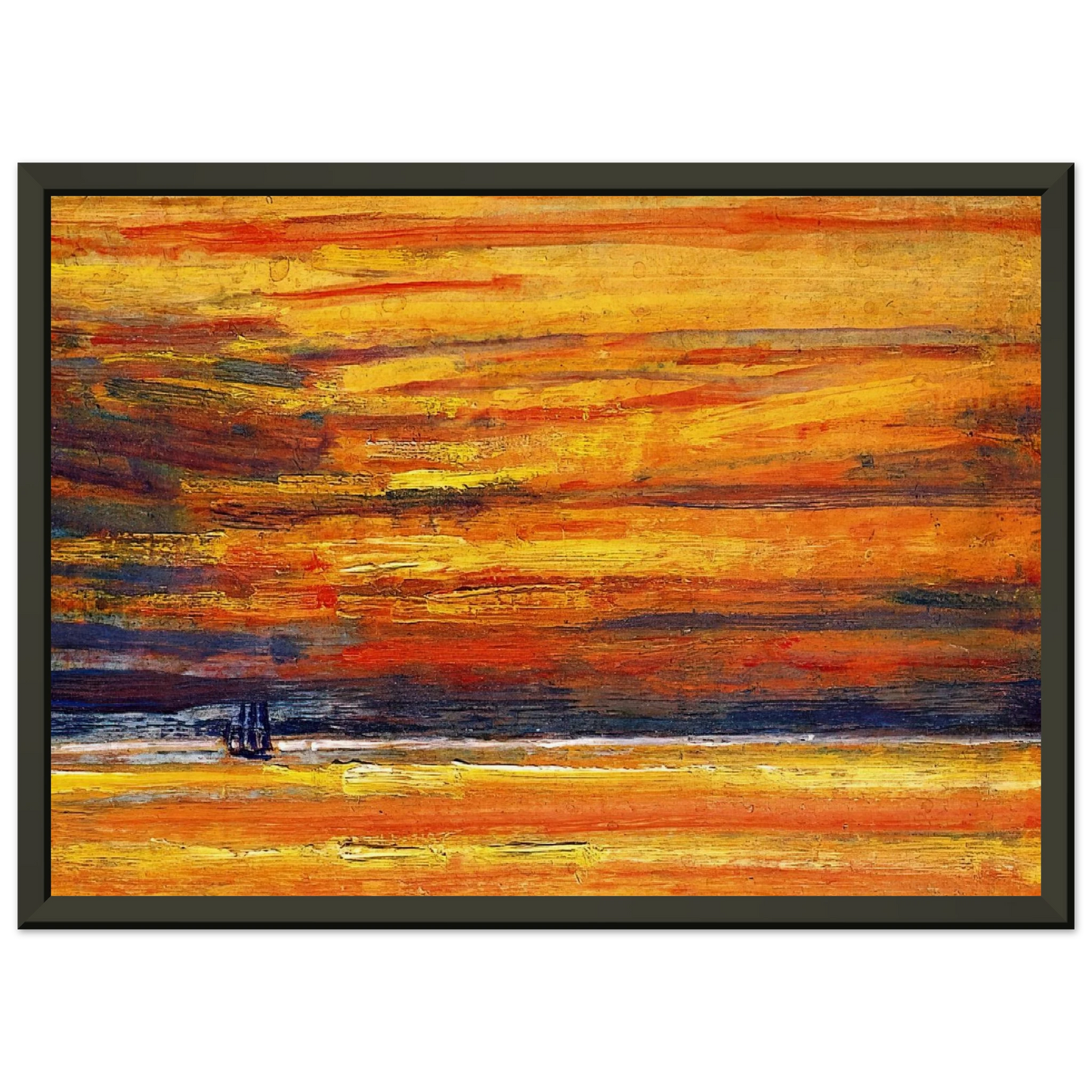 Childe Hassam  Sailing Vessel at Sea Sunset Framed Art Print  - Aluminum Frame - 70x100 cm / 28x40 inches
