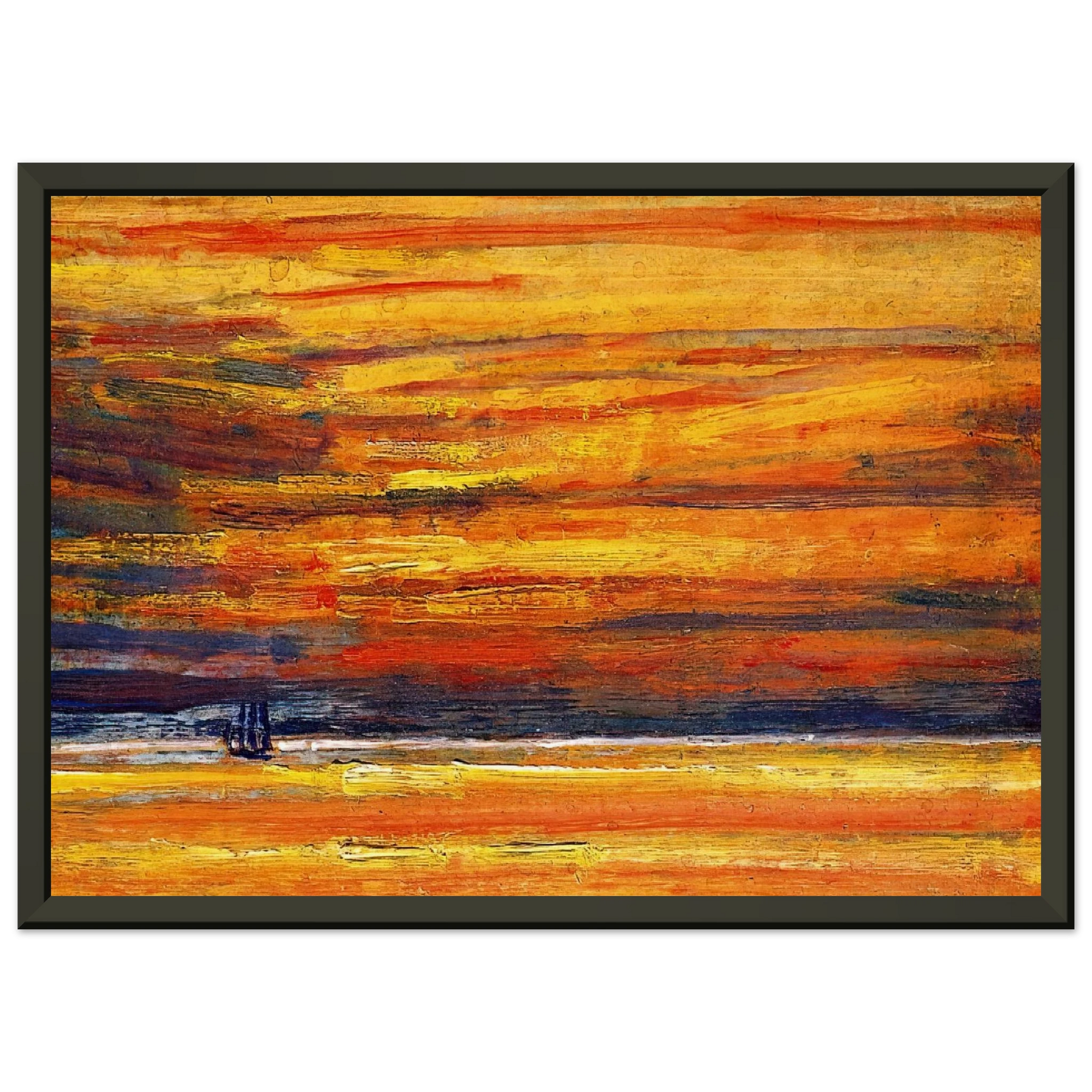 Childe Hassam  Sailing Vessel at Sea Sunset Framed Art Print  - Aluminum Frame - 70x100 cm / 28x40 inches
