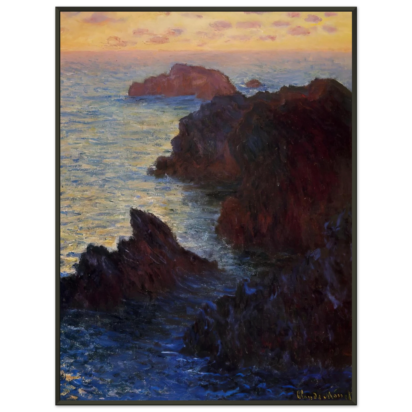 claude monet  Rocky Point at PortGoulphar Framed Art Print  - Aluminum Frame - 70x100 cm / 28x40 inches