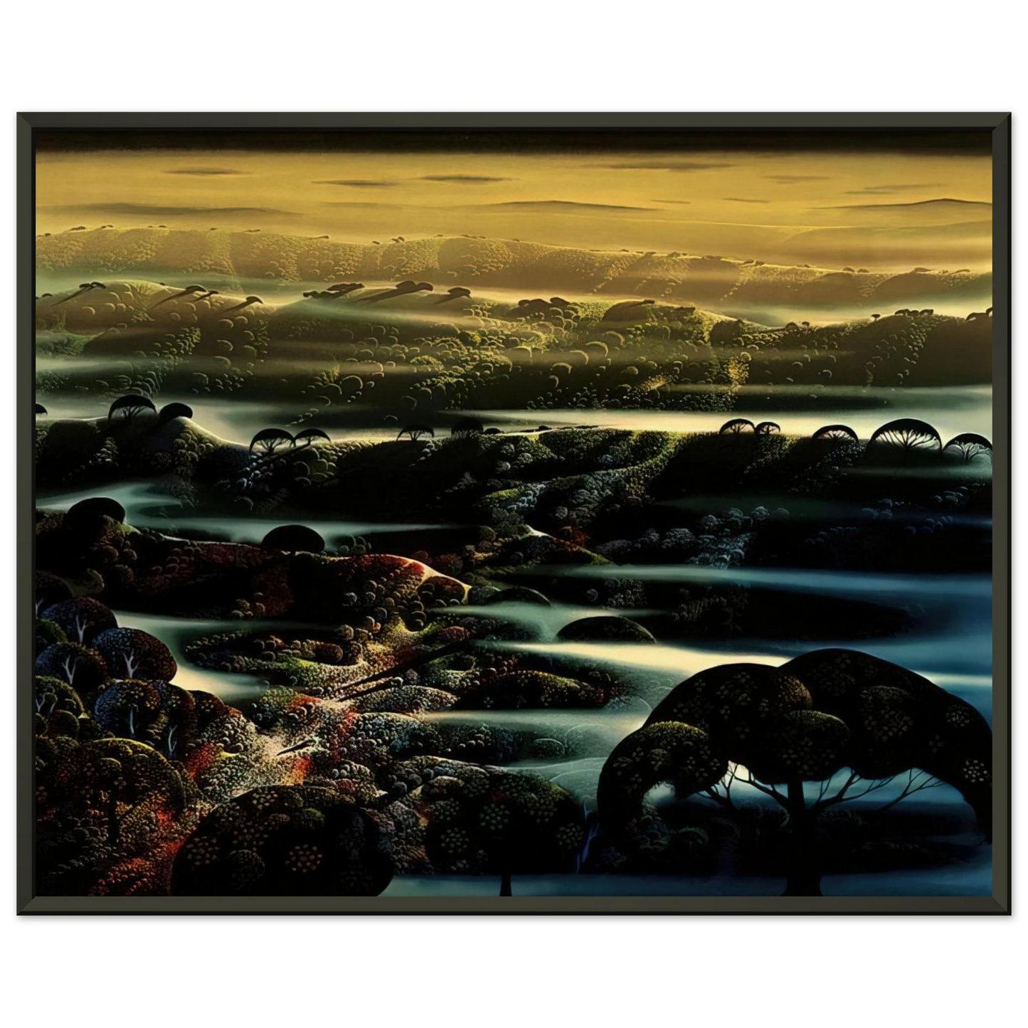 Eyvind Earle  The Valleys Wild Framed Art Print  - Aluminum Frame - 40x50 cm / 16x20 inches