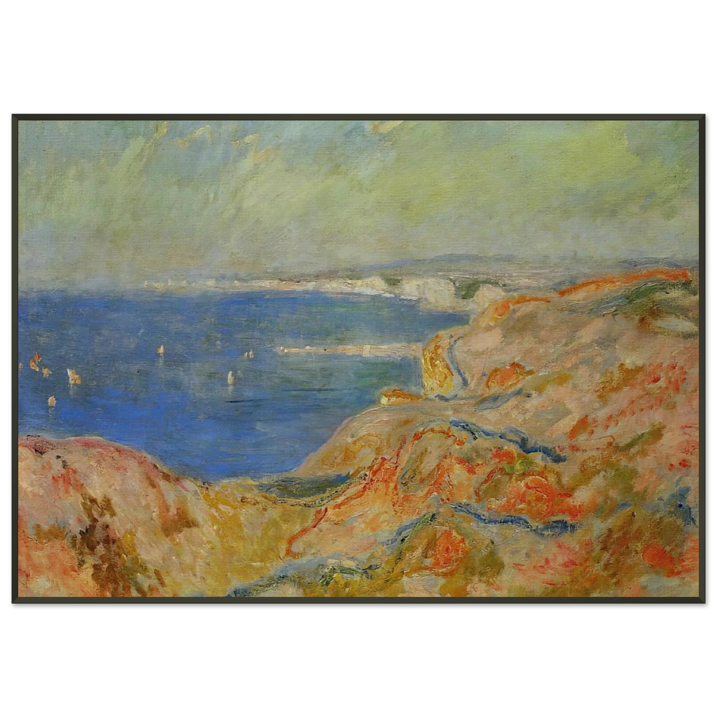 claude monet  On the Cliff near Dieppe Framed Art Print  - Aluminum Frame - 21x29.7 cm / 8x12"