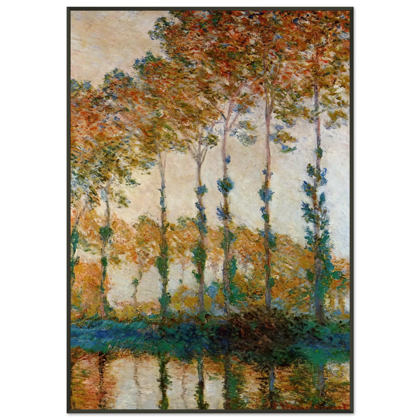 claude monet  Poplars on the Banks of the Epte Autumn Framed Art Print  - Aluminum Frame - 21x29.7 cm / 8x12"