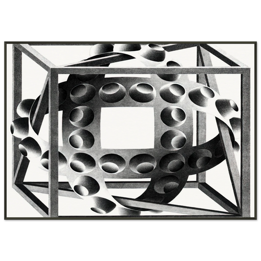 MC Escher  CUBE WITH MAGIC RIBBONS Framed Art Print  - Aluminum Frame - 21x29.7 cm / 8x12"