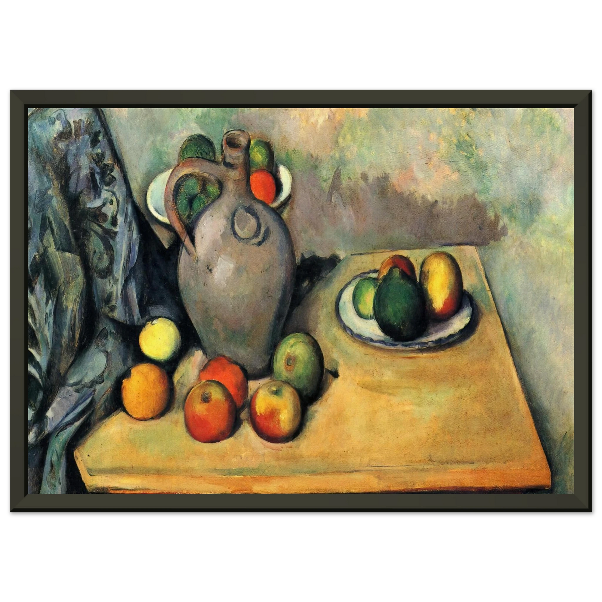 Paul Cezanne  Still life jug and fruit on a table Framed Art Print  - Aluminum Frame - 40x50 cm / 16x20 inches