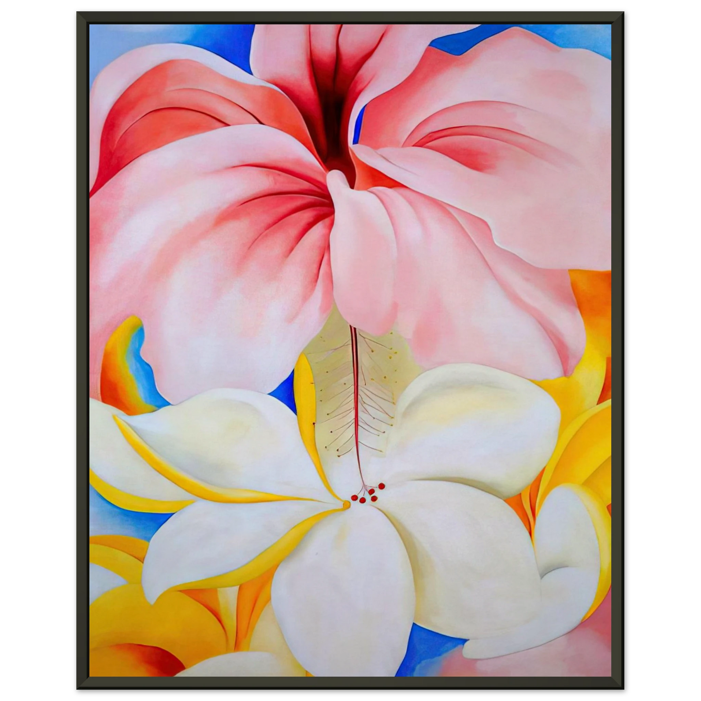 Georgia OKeeffe  Hibiscus with Plumeria Framed Art Print  - Aluminum Frame - 60x80 cm / 24x32 inches