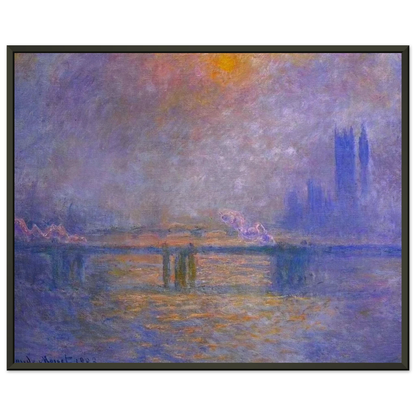 claude monet  Charing Cross Bridge The Thames 02 Framed Art Print  - Aluminum Frame - 40x50 cm / 16x20 inches