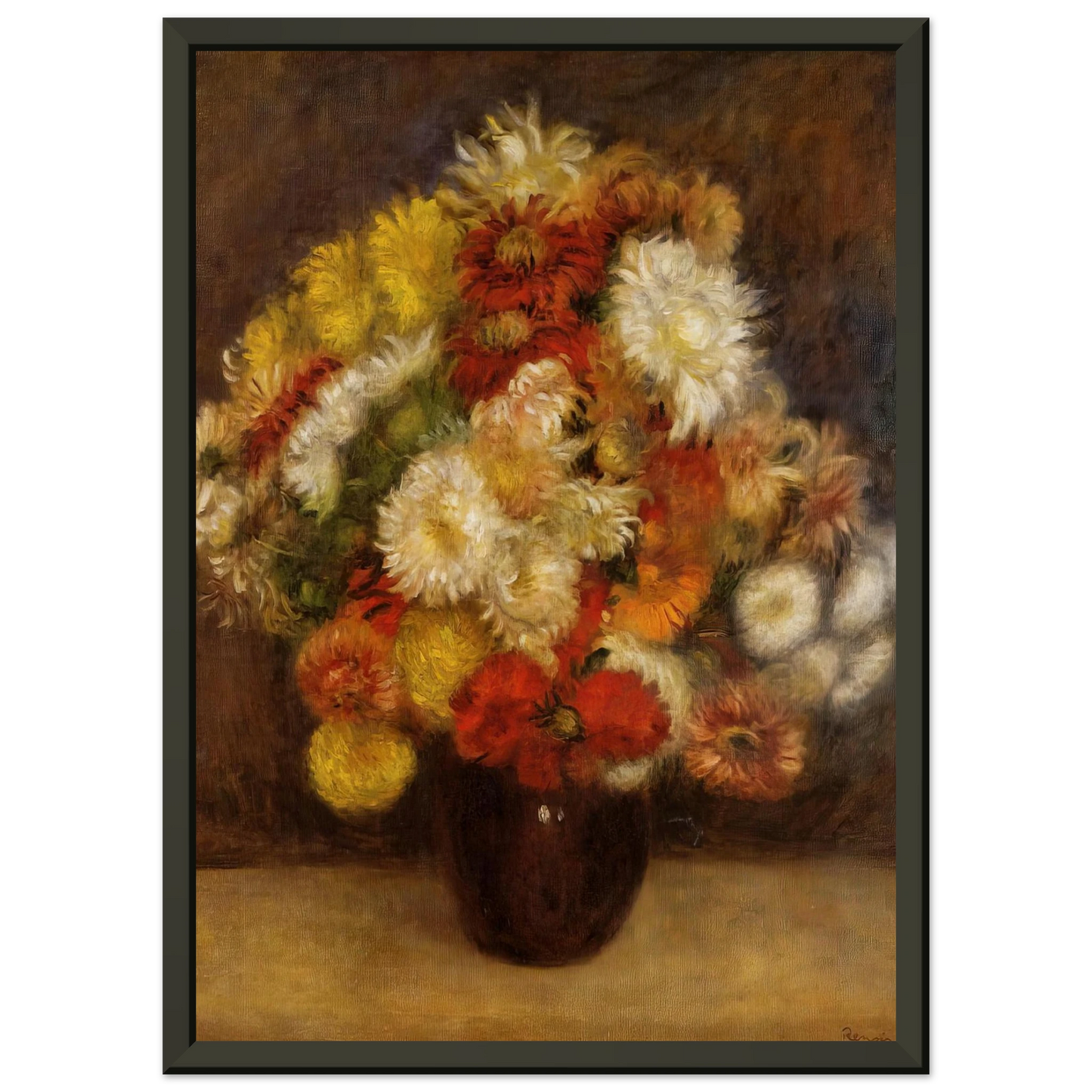 PierreAuguste Renoir  Bouquet of Chrysanthemums Framed Art Print  - Aluminum Frame - 60x80 cm / 24x32 inches