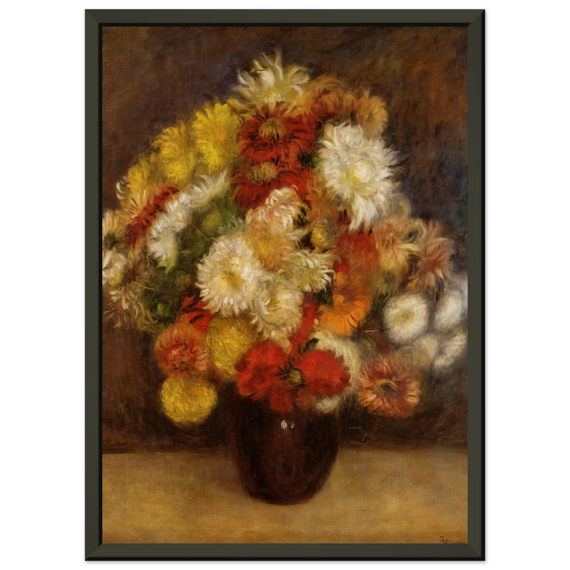 PierreAuguste Renoir  Bouquet of Chrysanthemums Framed Art Print  - Aluminum Frame - 60x80 cm / 24x32 inches