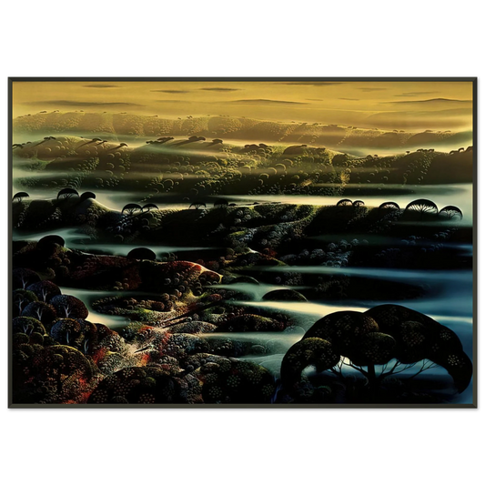 Eyvind Earle  The Valleys Wild Framed Art Print  - Aluminum Frame - 21x29.7 cm / 8x12"