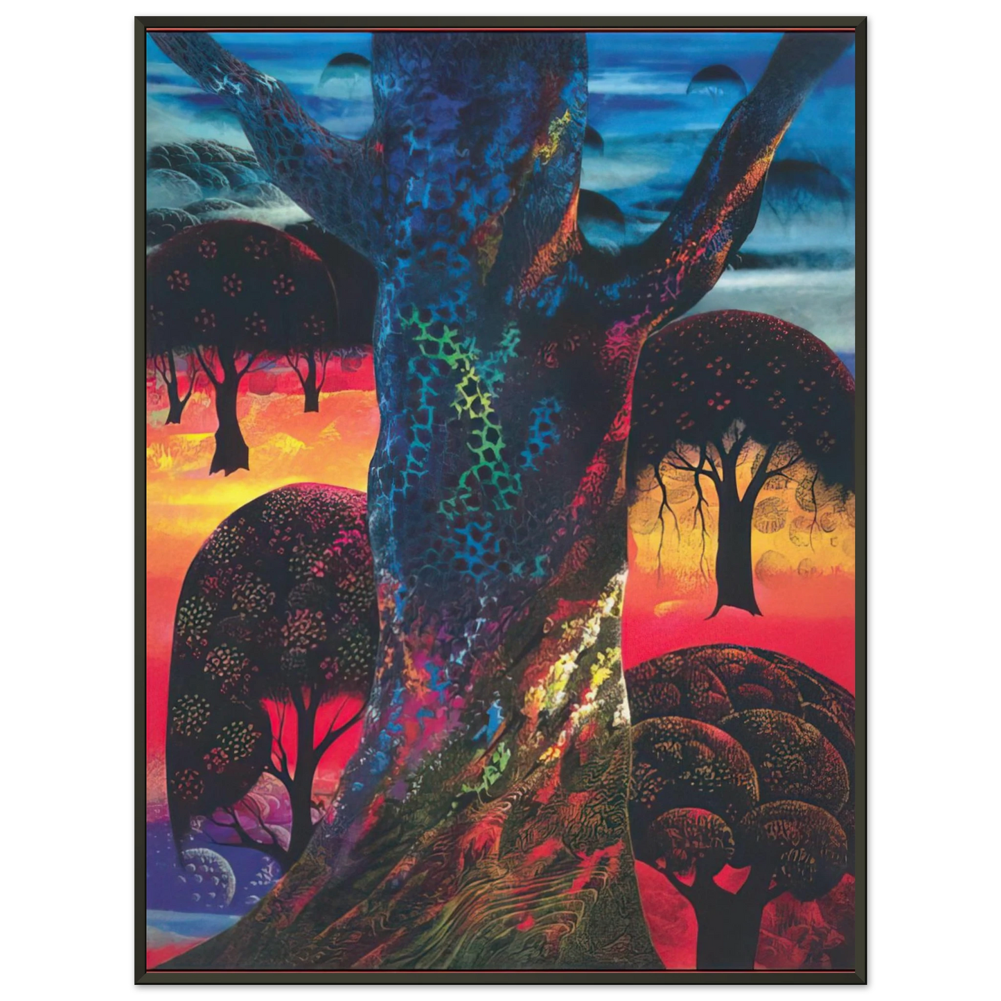 Eyvind Earle  Fire Magic Framed Art Print  - Aluminum Frame - 40x50 cm / 16x20 inches