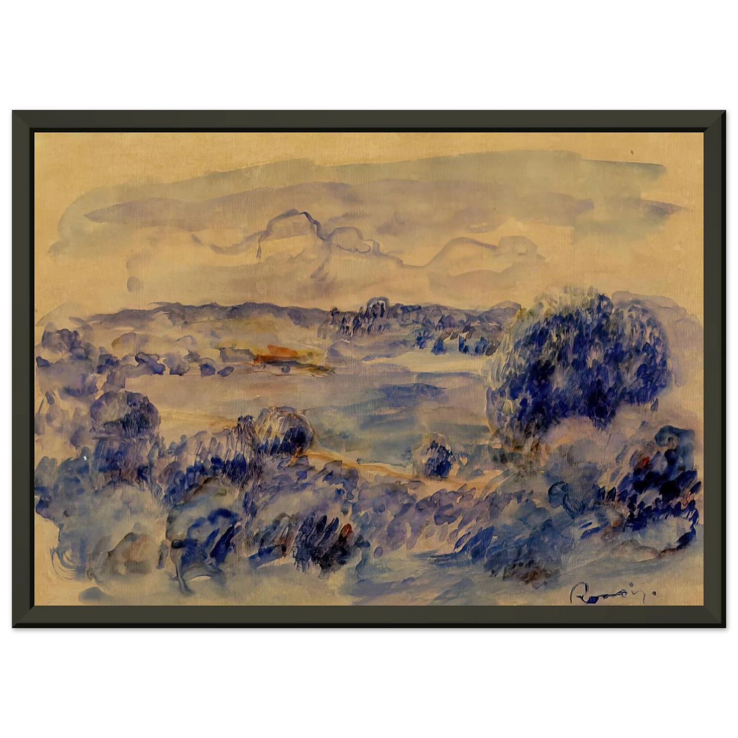PierreAuguste Renoir  Guernsey Landscape Framed Art Print  - Aluminum Frame - 60x80 cm / 24x32 inches