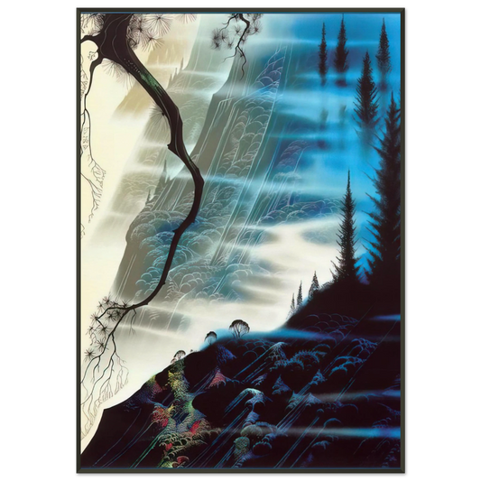 Eyvind Earle  Sea Cliffs and Redwoods Framed Art Print  - Aluminum Frame - 21x29.7 cm / 8x12"