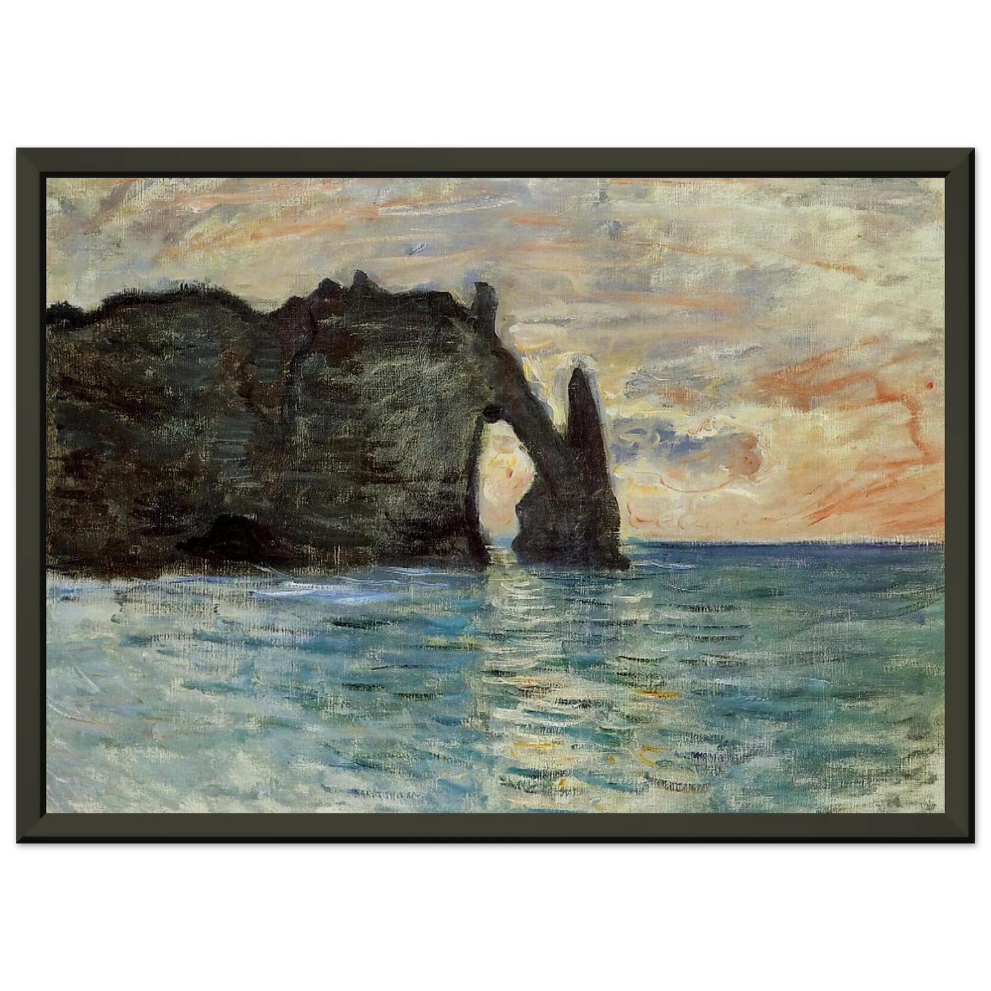 claude monet  The Manneport Cliff at Etretat Framed Art Print  - Aluminum Frame - 70x100 cm / 28x40 inches