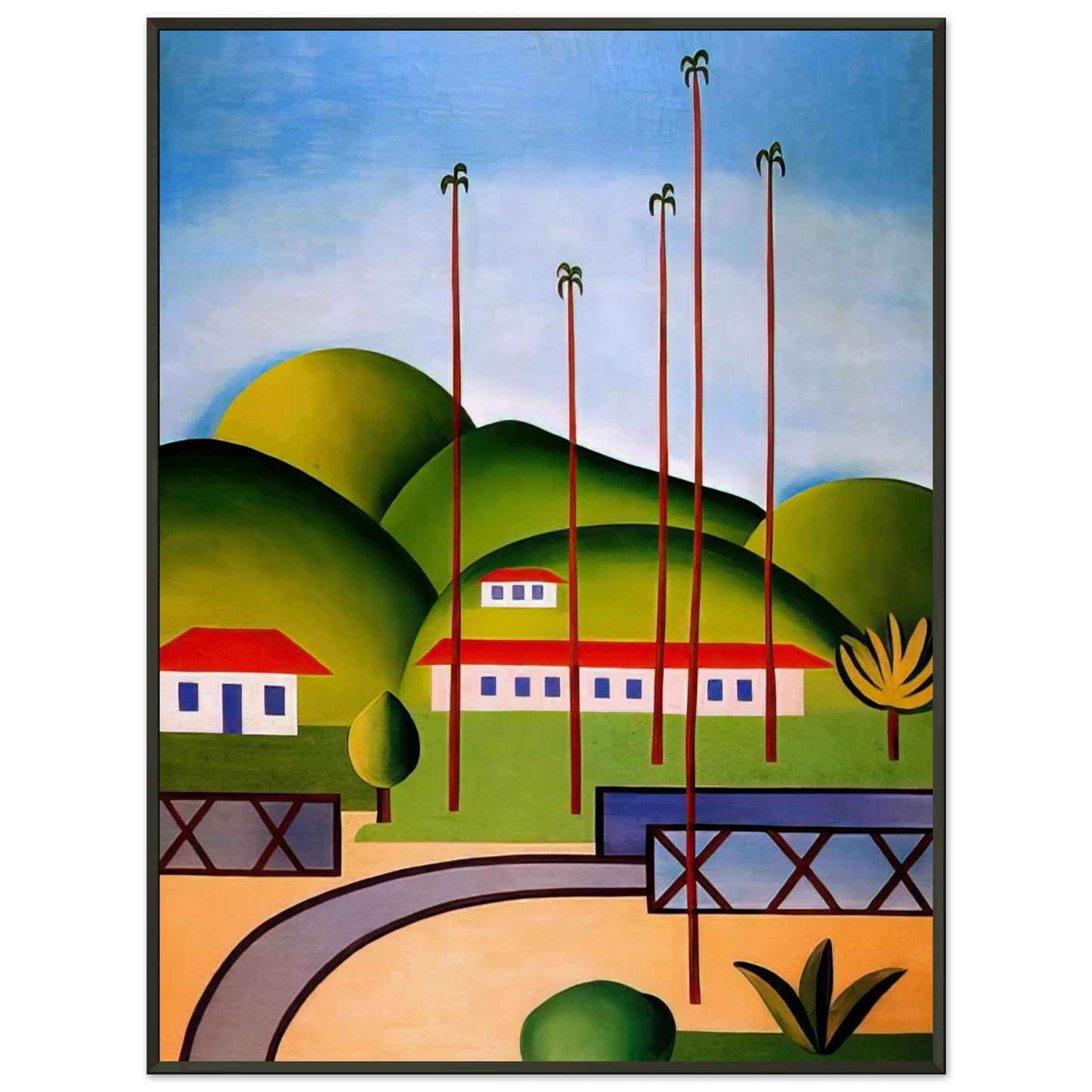 Tarsila do Amaral  Palm Trees Framed Art Print  - Aluminum Frame - 40x50 cm / 16x20 inches