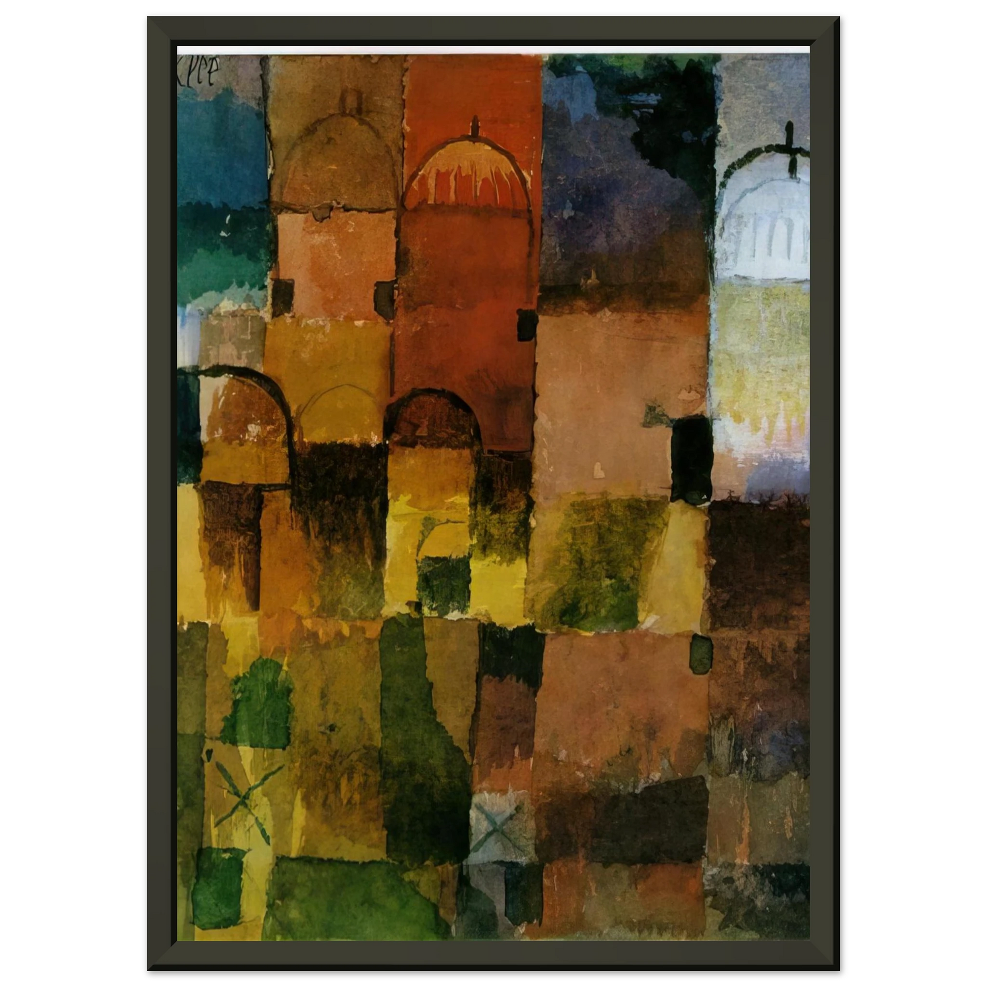 Paul Klee  RED AND WHITE DOMES 1914 Framed Art Print  - Aluminum Frame - 70x100 cm / 28x40 inches