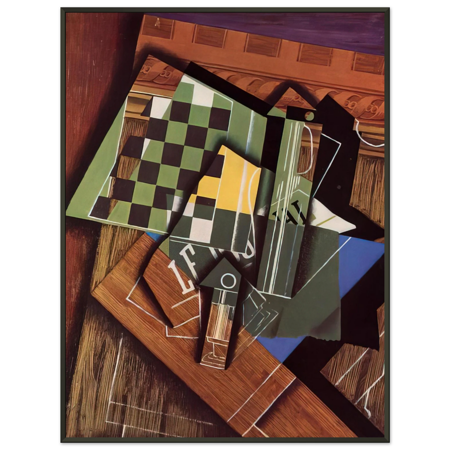 Juan Gris  THE CHECKERBOARD 1915 Framed Art Print  - Aluminum Frame - 60x80 cm / 24x32 inches