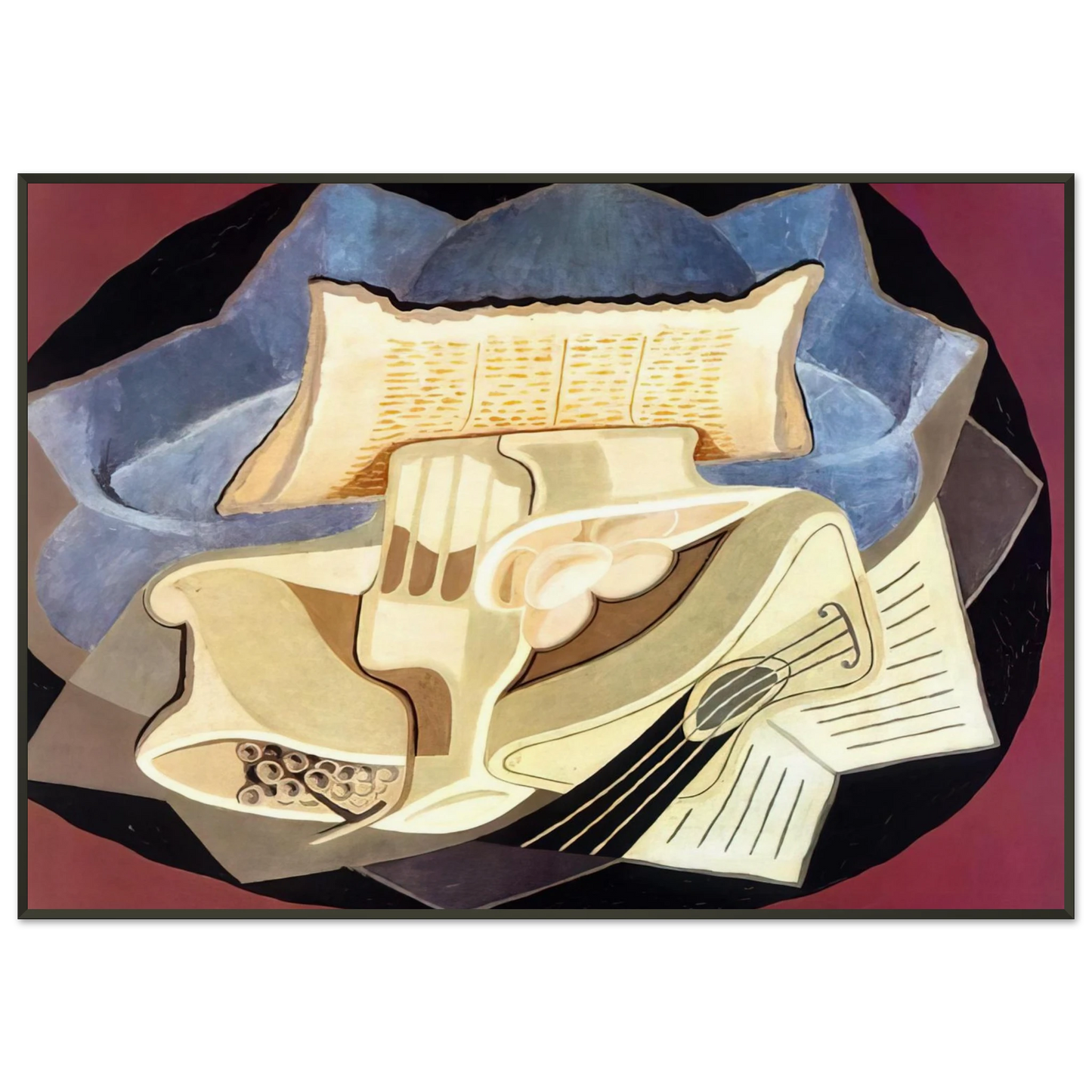 Juan Gris  THE BLUE CLOTH 1925 Framed Art Print  - Aluminum Frame - 21x29.7 cm / 8x12"