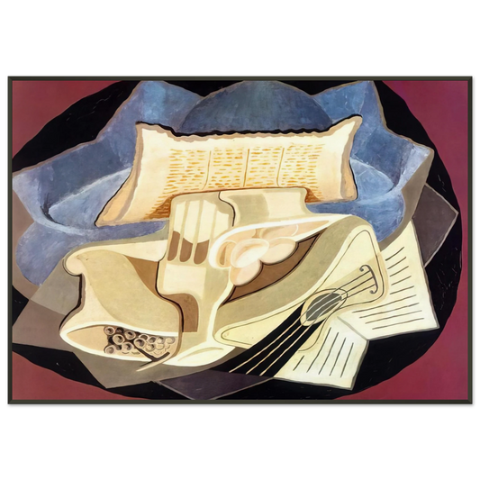 Juan Gris  THE BLUE CLOTH 1925 Framed Art Print  - Aluminum Frame - 21x29.7 cm / 8x12"