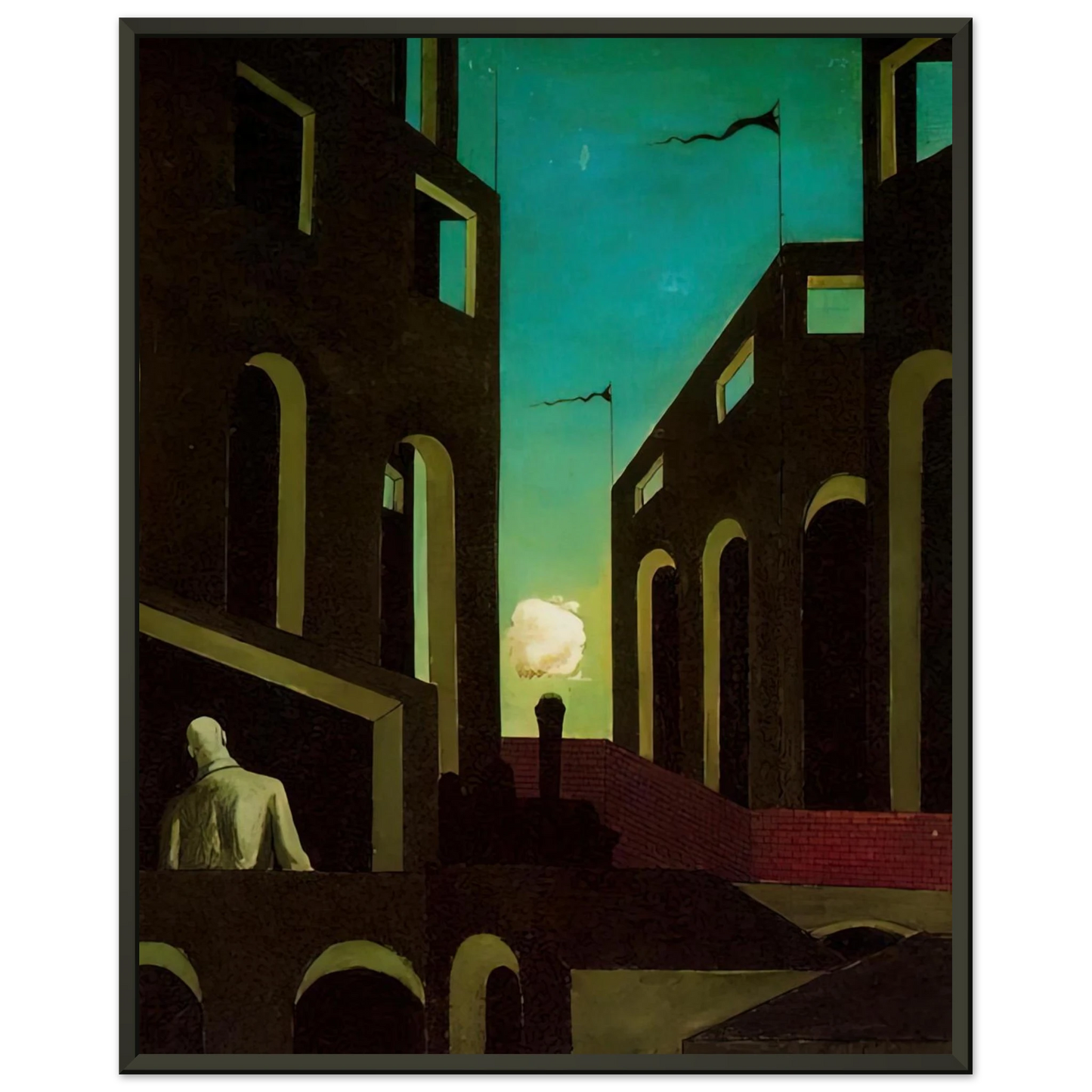 Giorgio de Chirico  HAPPINESS OF RETURNING 1915 Framed Art Print  - Aluminum Frame - 40x50 cm / 16x20 inches