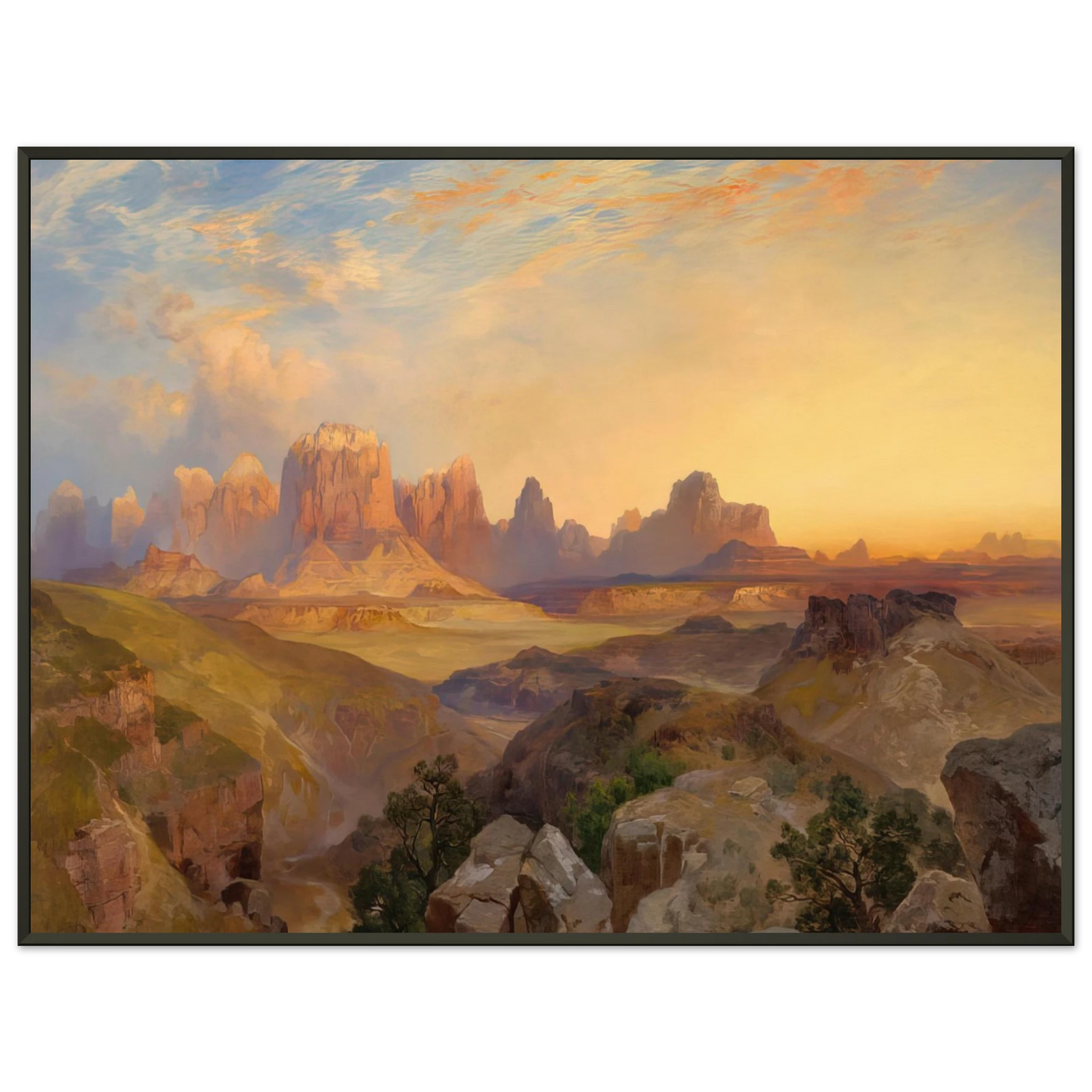 Thomas Moran  Virgin River Utah Framed Art Print  - Aluminum Frame - 40x50 cm / 16x20 inches