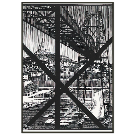 MC Escher  MARCEILLES DECEMBER 1936 1936 Framed Art Print  - Aluminum Frame - 21x29.7 cm / 8x12"