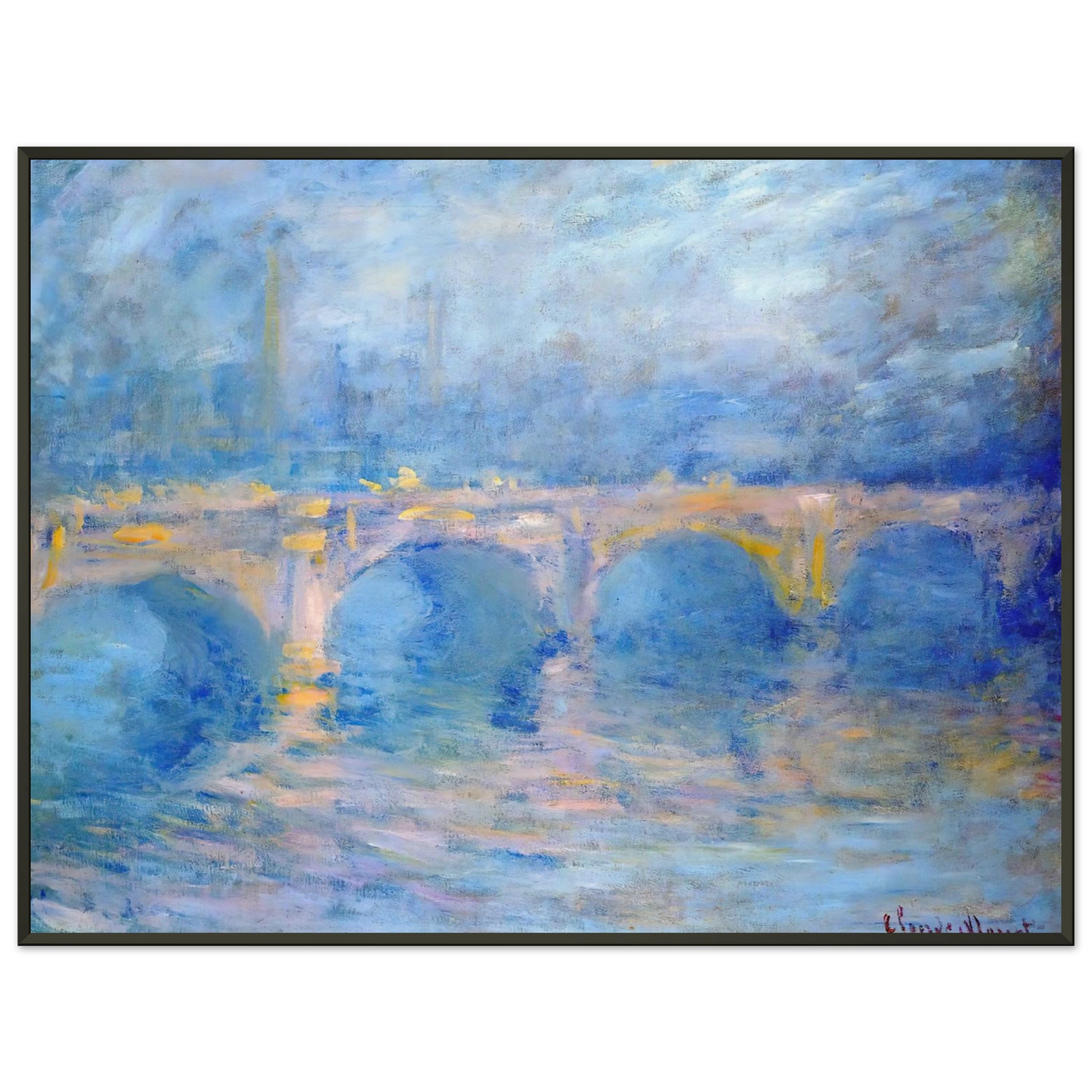 claude monet  Waterloo Bridge at Sunset Pink Effect Framed Art Print  - Aluminum Frame - 40x50 cm / 16x20 inches
