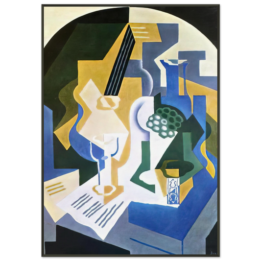 Juan Gris  STILL LIFE WITH FRUIT BOWL AND MANDOLIN 1919 Framed Art Print  - Aluminum Frame - 21x29.7 cm / 8x12"