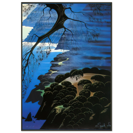 Eyvind Earle  Mystical Coastline Framed Art Print  - Aluminum Frame - 21x29.7 cm / 8x12"