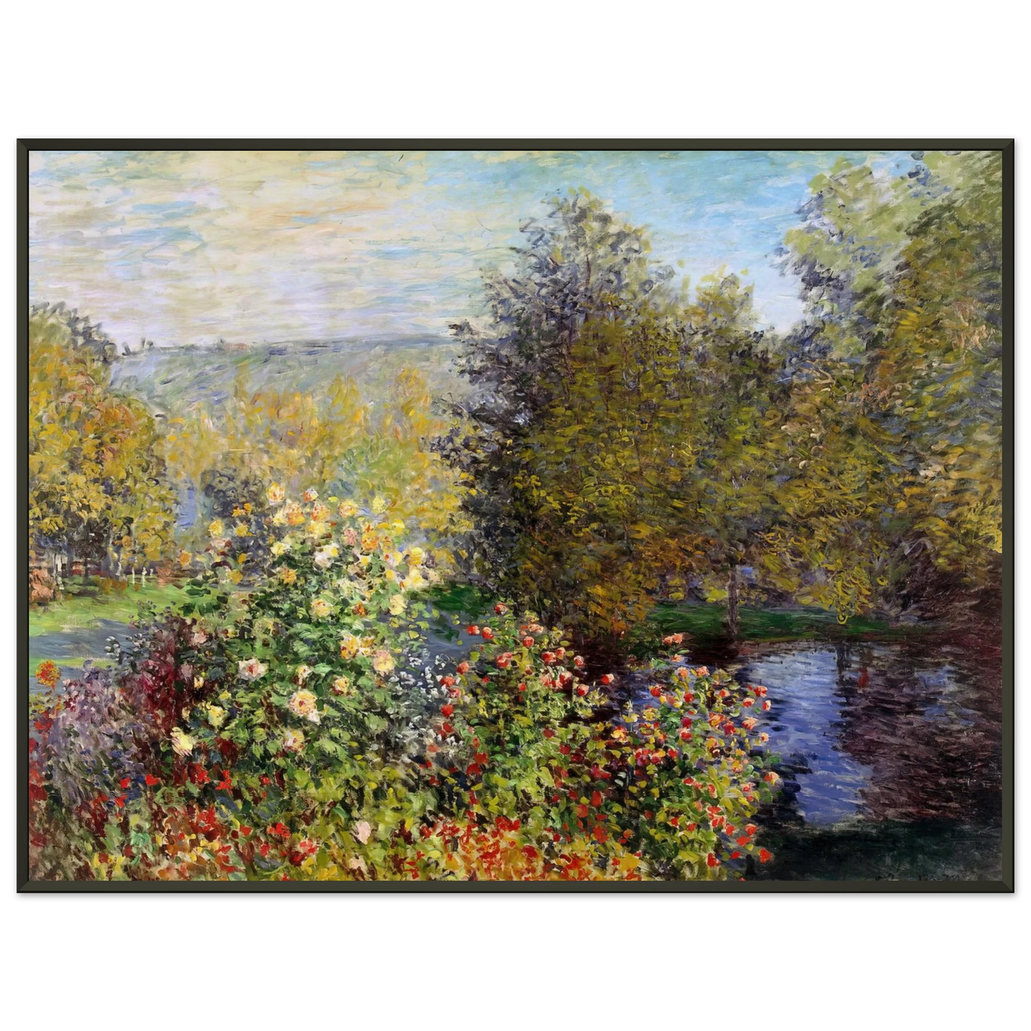 claude monet  A Corner of the Garden at Montgeron Framed Art Print  - Aluminum Frame - 40x50 cm / 16x20 inches