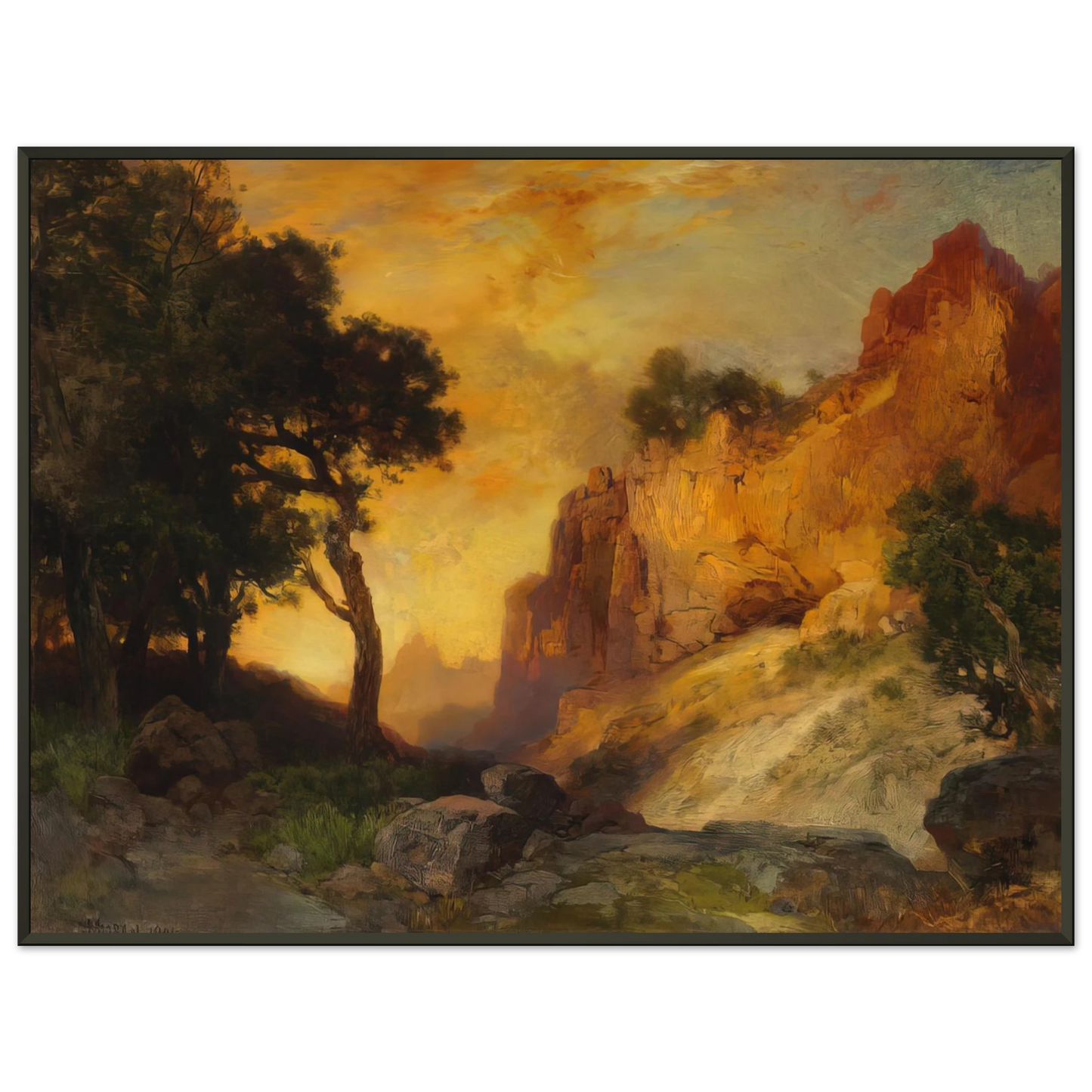 Thomas Moran  A Side Canyon Framed Art Print  - Aluminum Frame - 60x80 cm / 24x32 inches