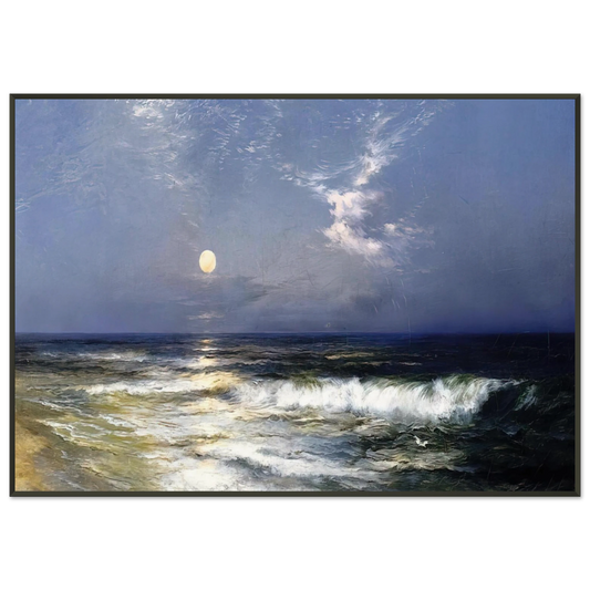Thomas Moran  Moonlit Seascape Framed Art Print  - Aluminum Frame - 21x29.7 cm / 8x12"