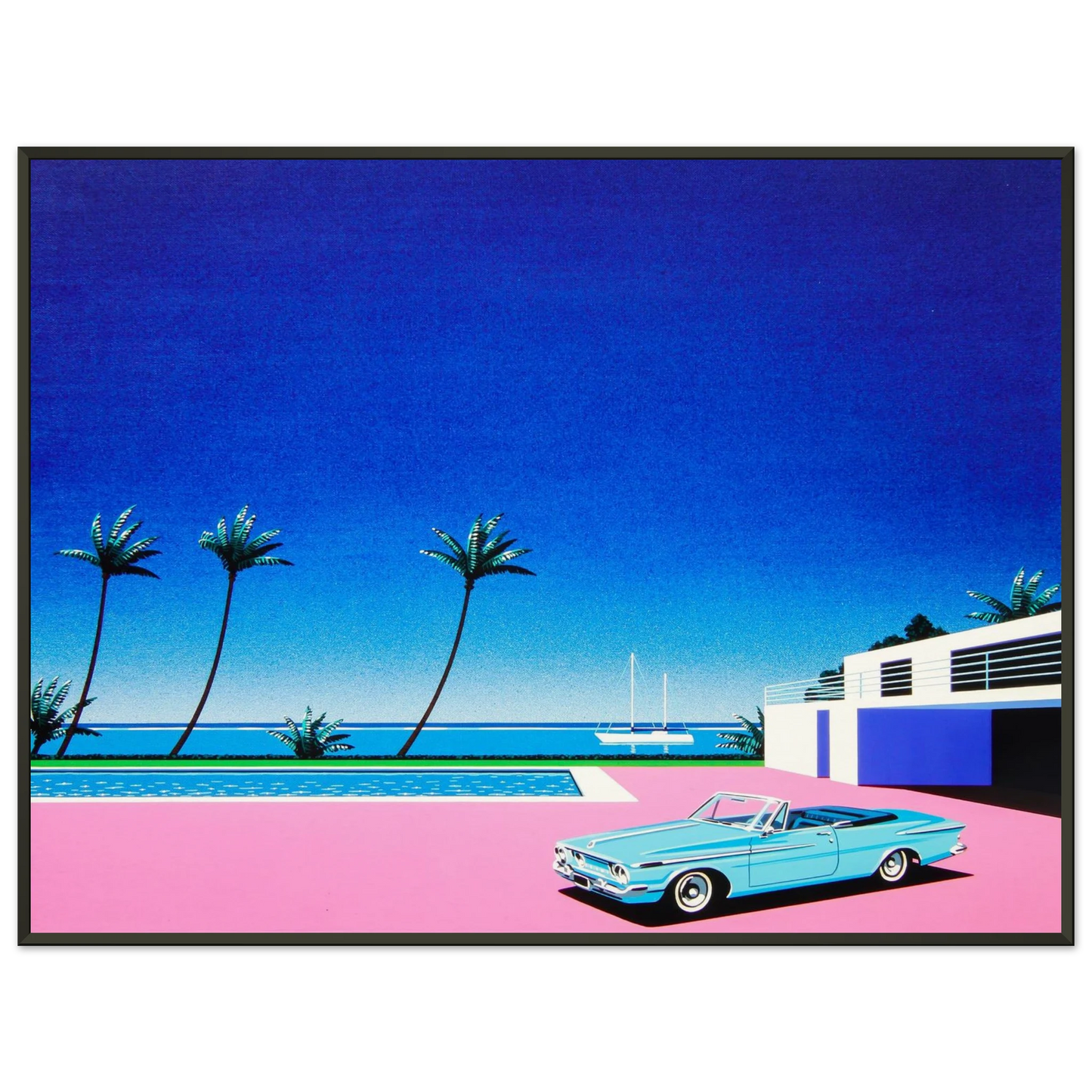 Hiroshi Nagai  Pink Driveway Framed Art Print  - Aluminum Frame - 40x50 cm / 16x20 inches