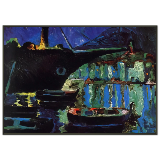 Salvador Dali  PORT OF CADAQUES NIGHT Framed Art Print  - Aluminum Frame - 21x29.7 cm / 8x12"