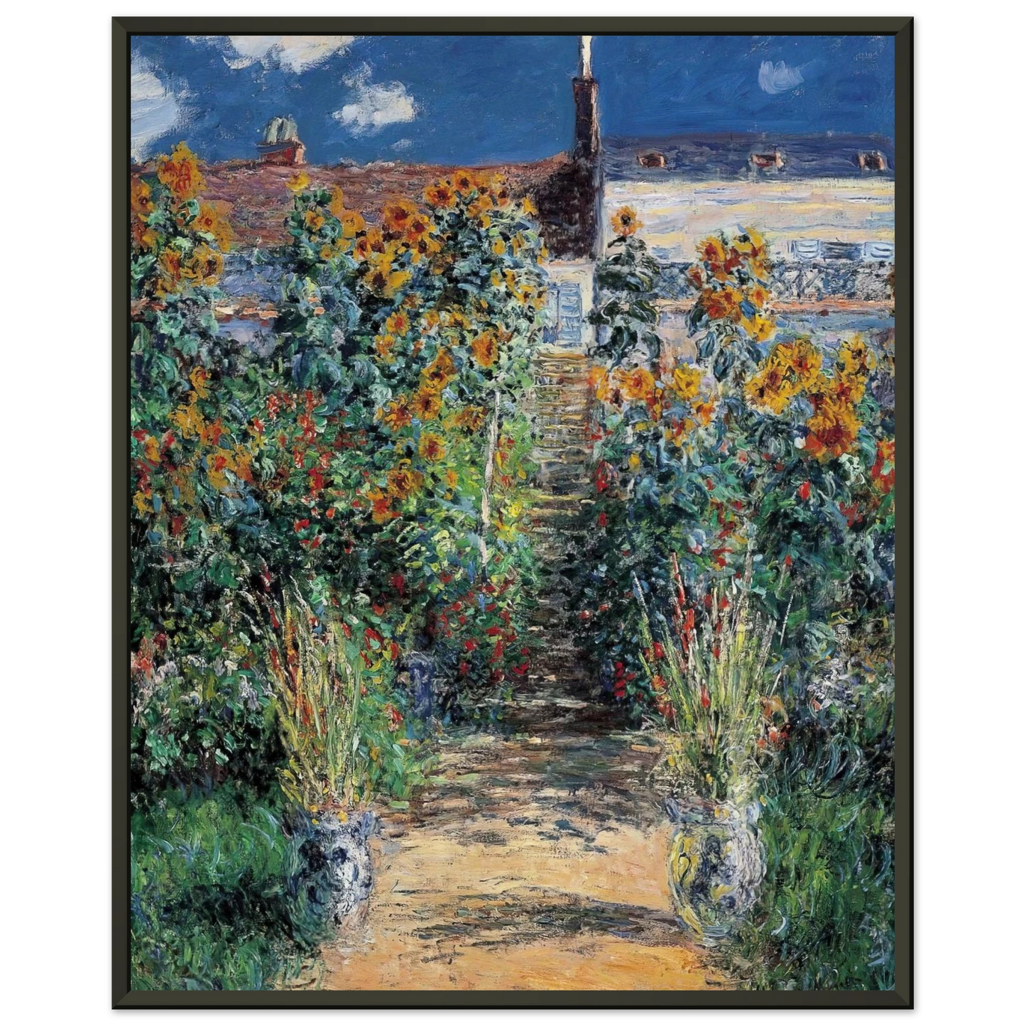 claude monet  The Garden at Vetheuil Framed Art Print  - Aluminum Frame - 40x50 cm / 16x20 inches