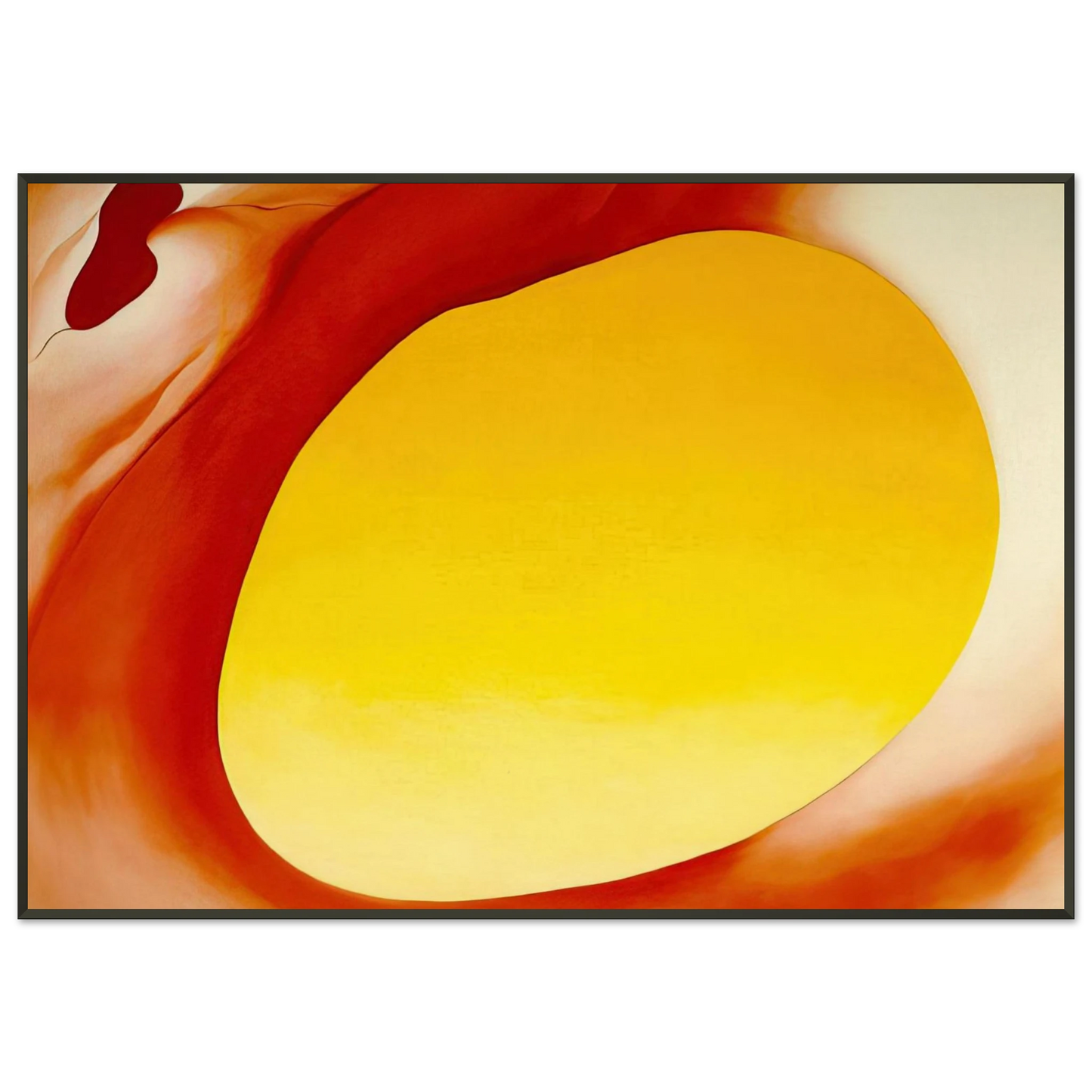 Georgia OKeeffe  Pelvis Series  Red with Yellow Framed Art Print  - Aluminum Frame - 21x29.7 cm / 8x12"