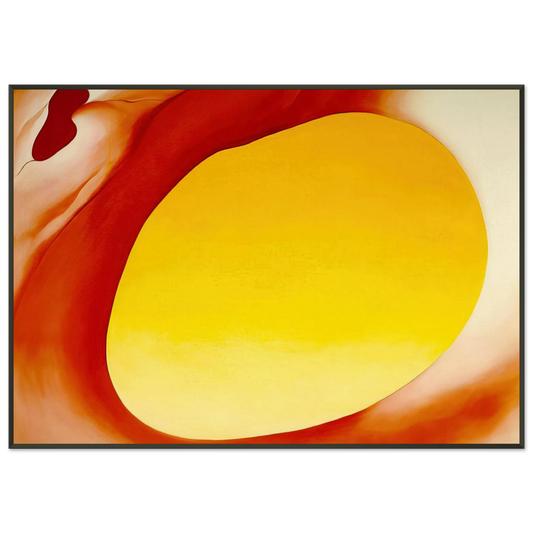 Georgia OKeeffe  Pelvis Series  Red with Yellow Framed Art Print  - Aluminum Frame - 21x29.7 cm / 8x12"