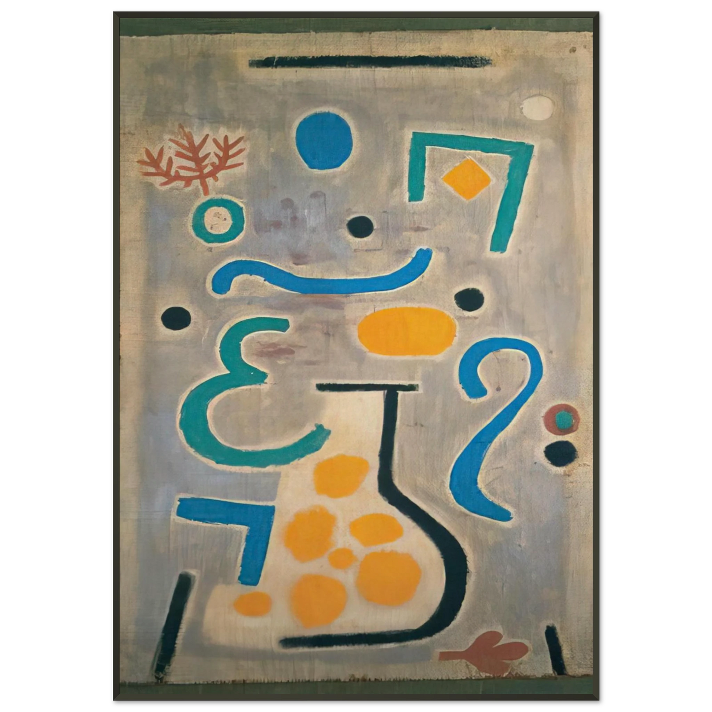 Paul Klee  THE VASE 1938 Framed Art Print  - Aluminum Frame - 21x29.7 cm / 8x12"