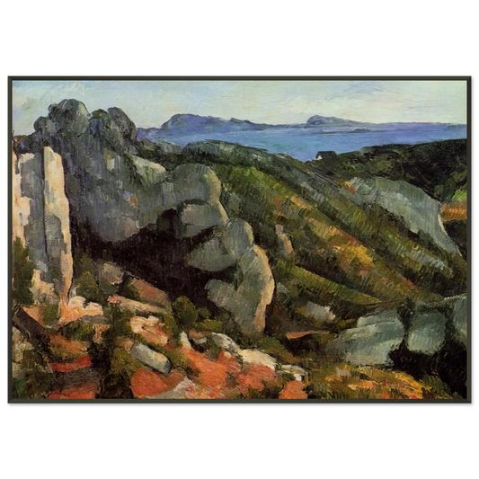 Paul Cezanne  Rocks at LEstaque Framed Art Print  - Aluminum Frame - 21x29.7 cm / 8x12"