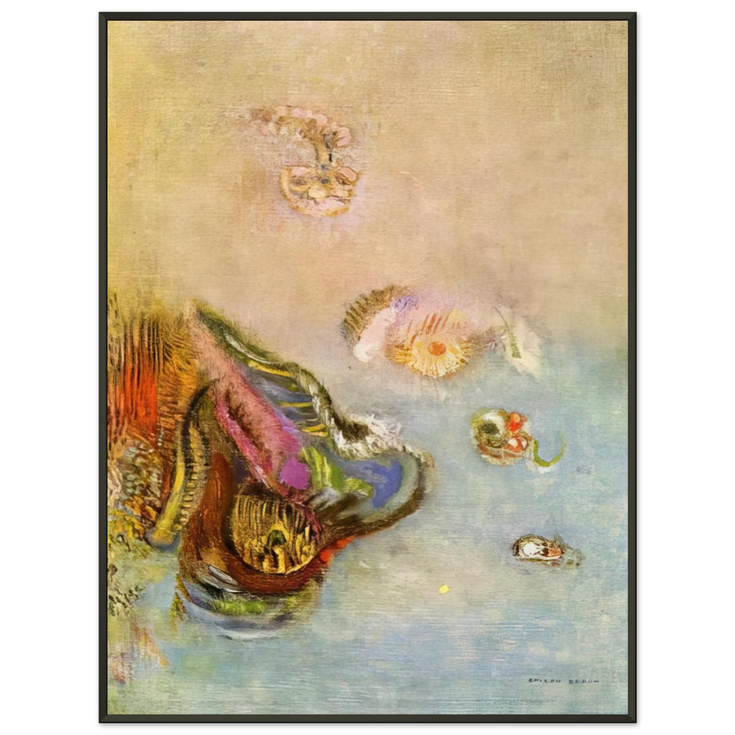 Odilon Redon  ANIMALS OF THE SEA 1910 Framed Art Print  - Aluminum Frame - 40x50 cm / 16x20 inches