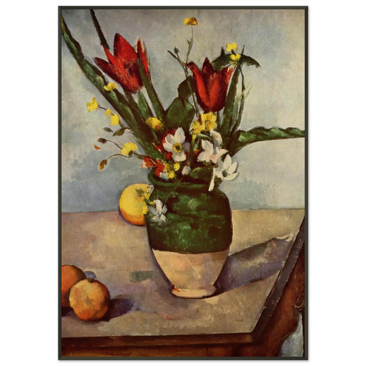 Paul Cezanne  Still Life Tulips and apples Framed Art Print  - Aluminum Frame - 21x29.7 cm / 8x12"