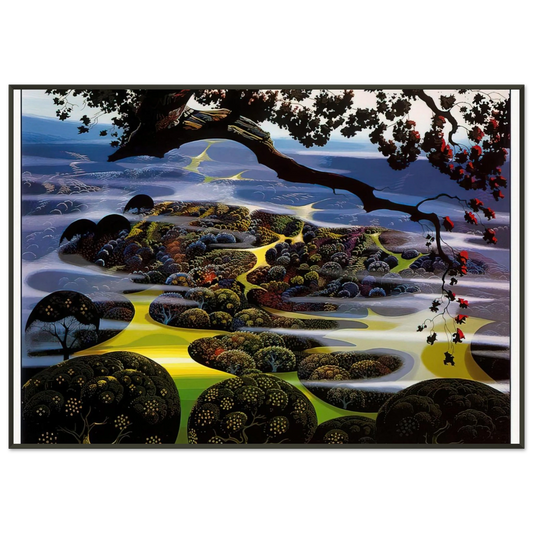 Eyvind Earle  Mystic Mountain Framed Art Print  - Aluminum Frame - 21x29.7 cm / 8x12"