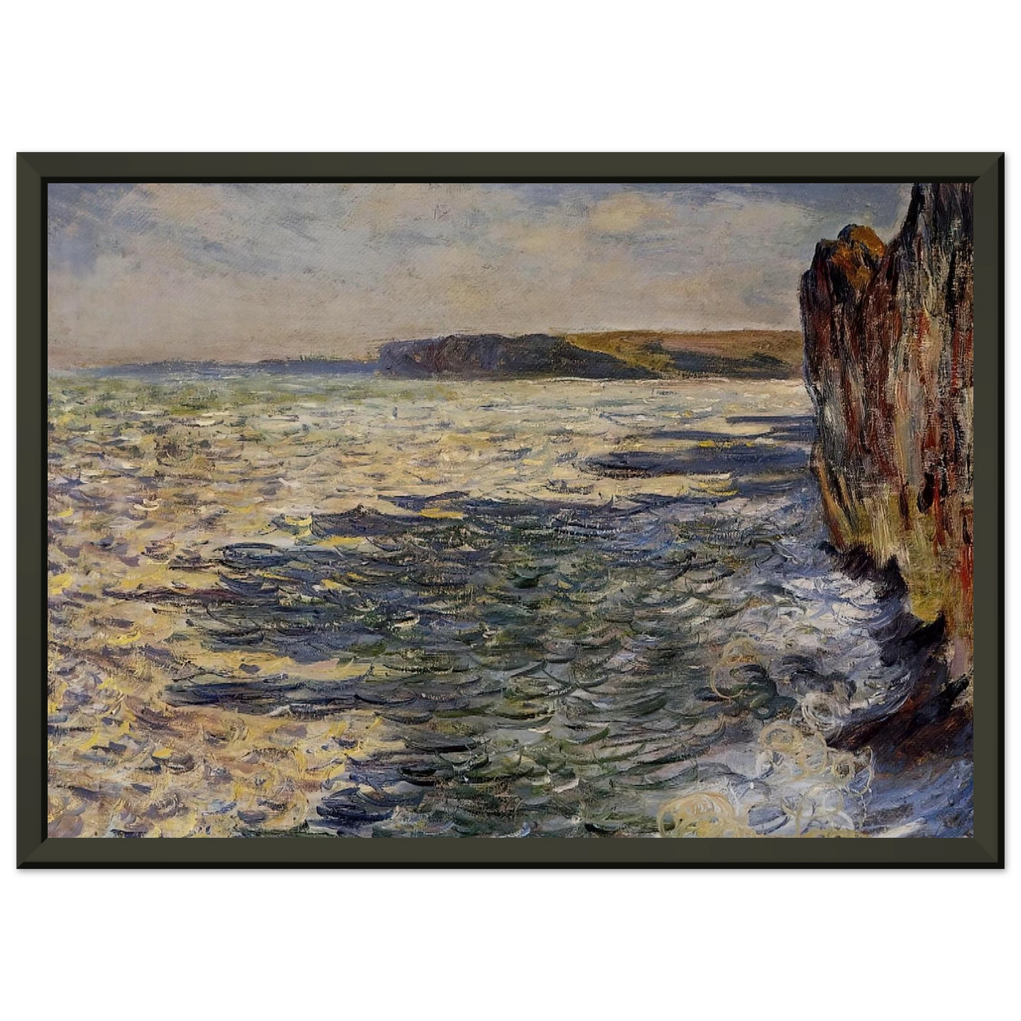 claude monet  Waves and Rocks at Pourville Framed Art Print  - Aluminum Frame - 70x100 cm / 28x40 inches