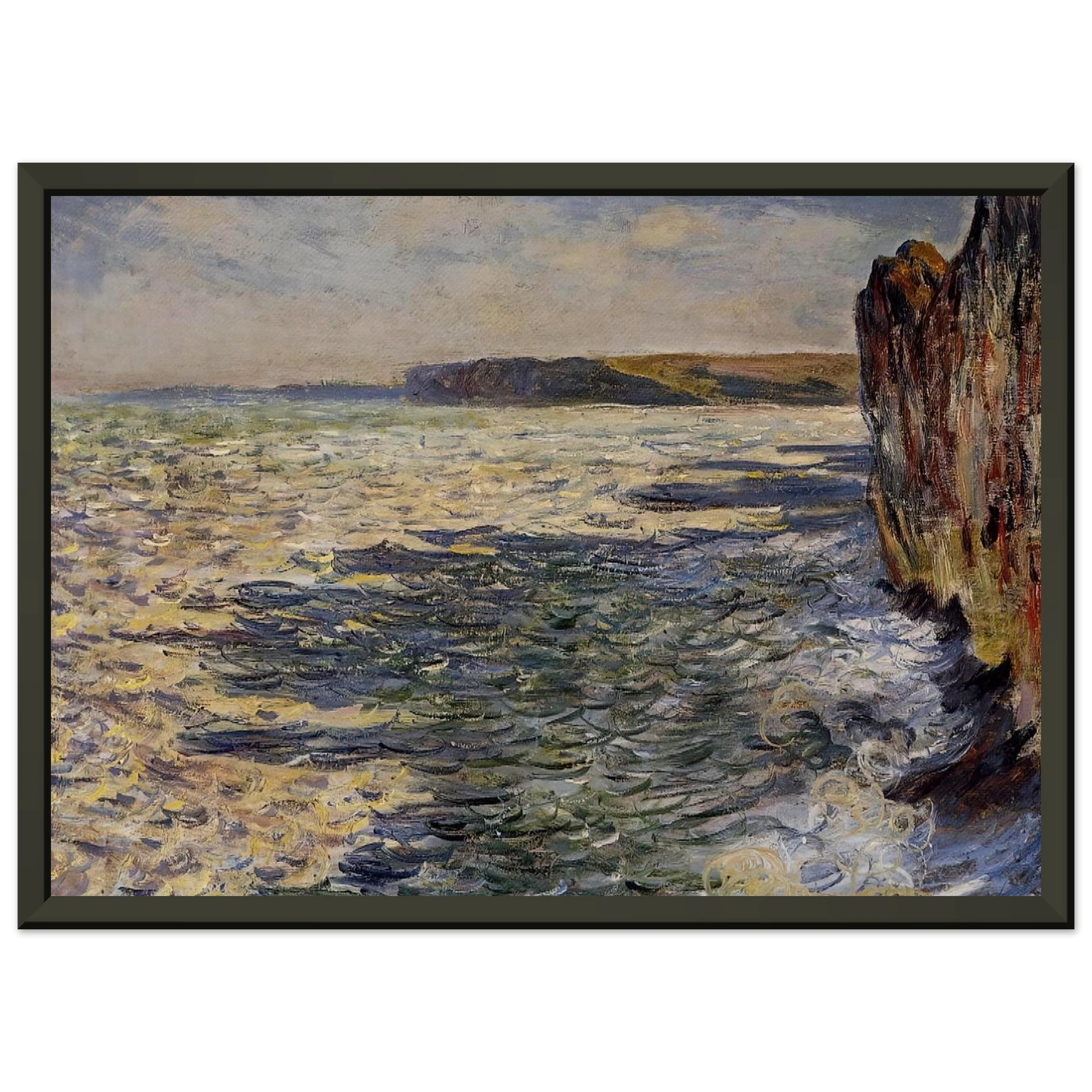 claude monet  Waves and Rocks at Pourville Framed Art Print  - Aluminum Frame - 70x100 cm / 28x40 inches