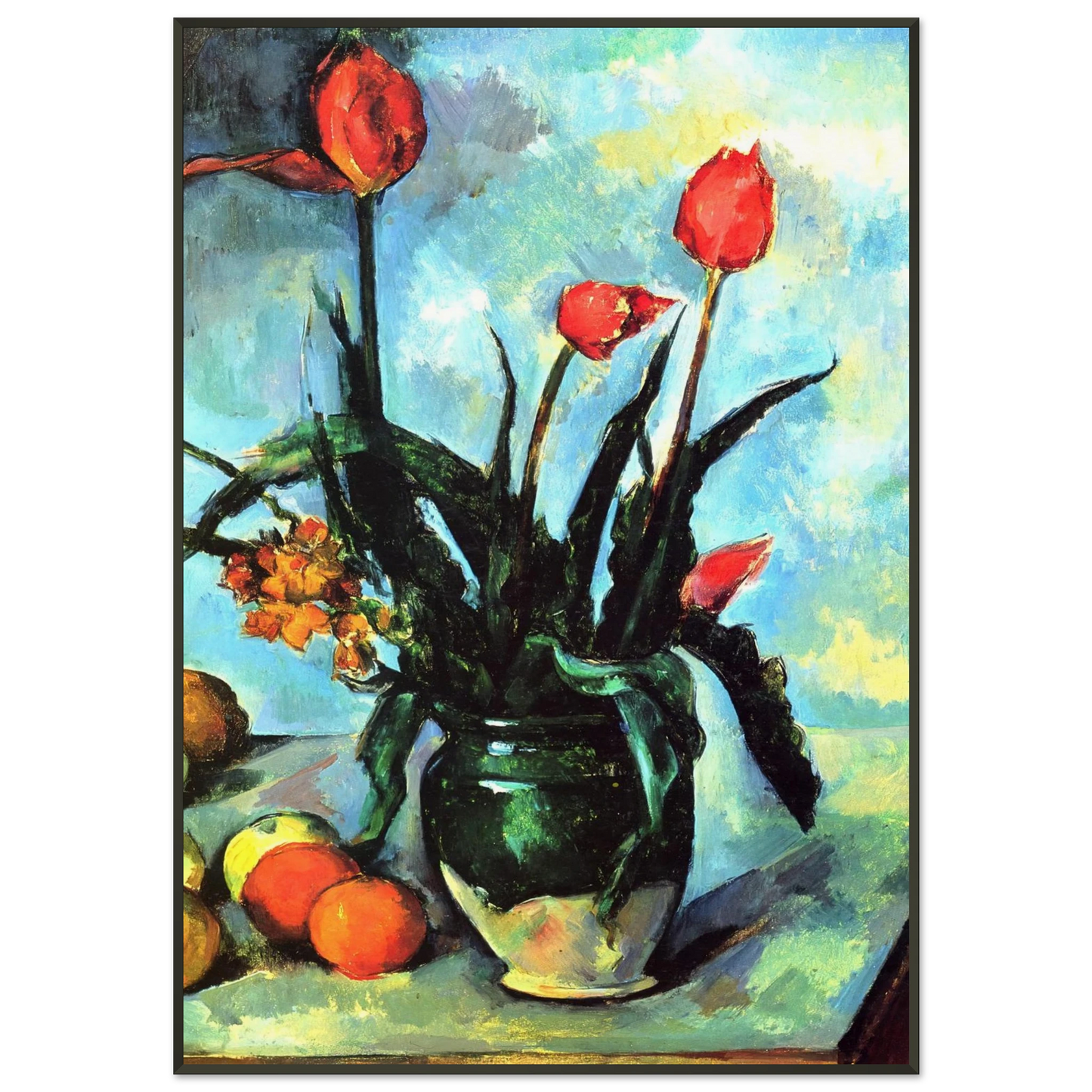 Paul Cezanne  Tulips in a Vase Framed Art Print  - Aluminum Frame - 21x29.7 cm / 8x12"