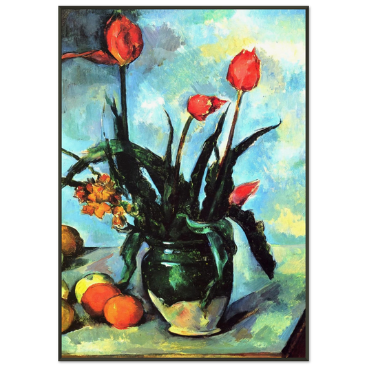 Paul Cezanne  Tulips in a Vase Framed Art Print  - Aluminum Frame - 21x29.7 cm / 8x12"