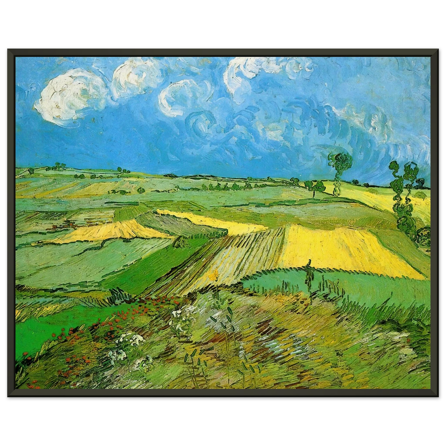 Vincent van Gogh  Wheat Fields at Auvers Under Clouded Sky Framed Art Print  - Aluminum Frame - 60x80 cm / 24x32 inches