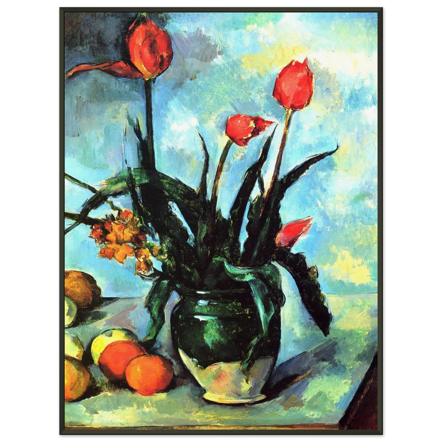 Paul Cezanne  Tulips in a Vase Framed Art Print  - Aluminum Frame - 70x100 cm / 28x40 inches