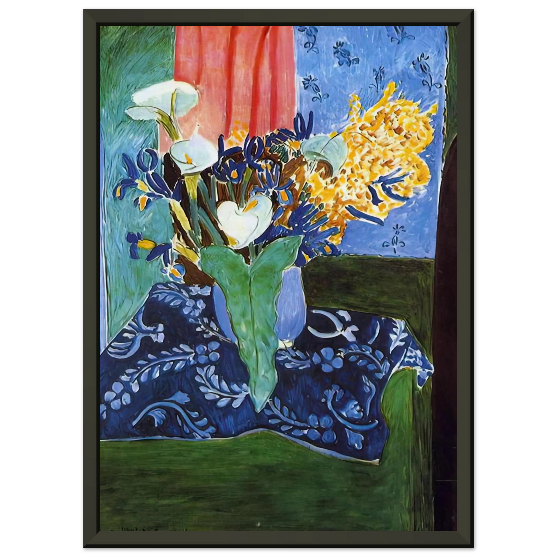 Henri Matisse  CALLA LILIES IRISES AND MIMOSAS 1913 Framed Art Print  - Aluminum Frame - 70x100 cm / 28x40 inches